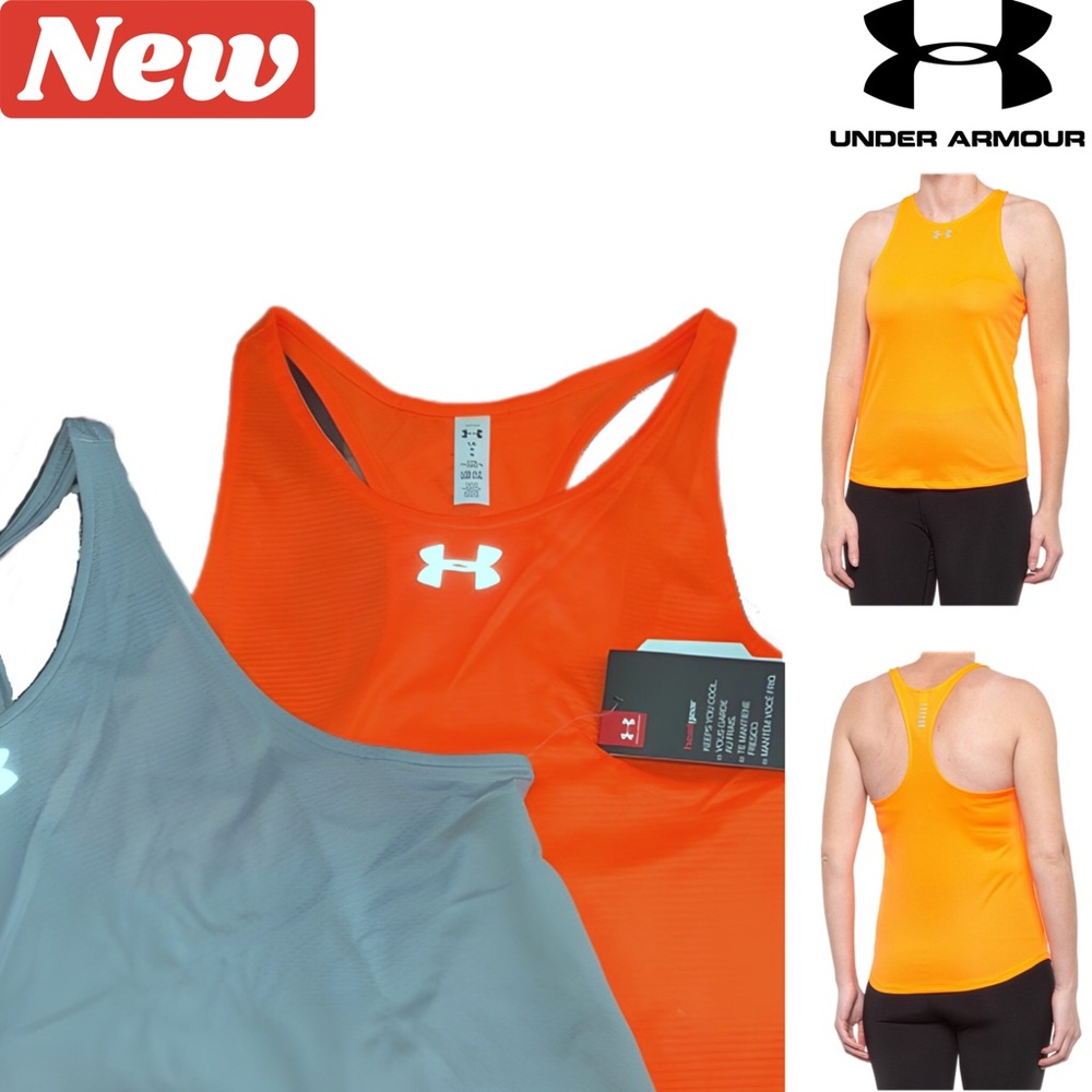 🆕 Under Armour HeatGear® Qualifier racer back Tank Orange 716
